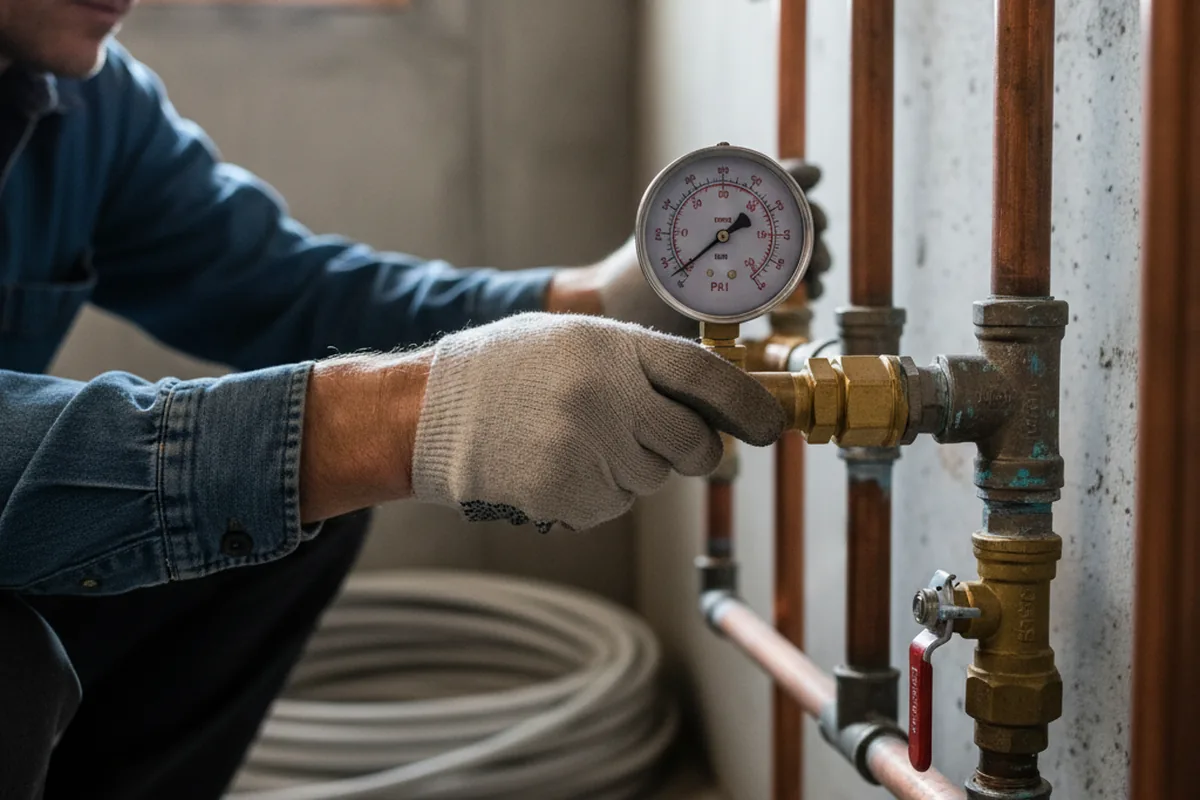 Pressure testing a repaired line during Water Line Repair in Oxford